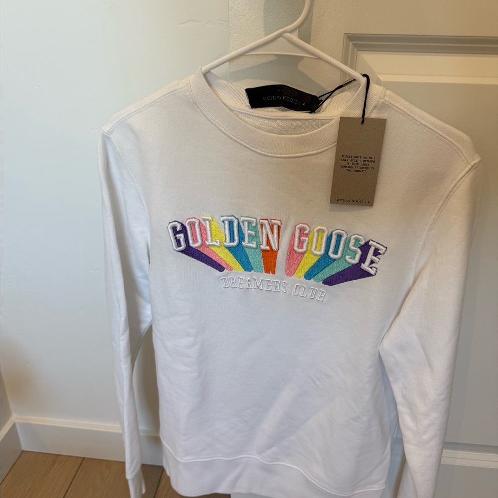 NWT Golden Goose Dreamers Club Crew Neck Sweatshirt In White
